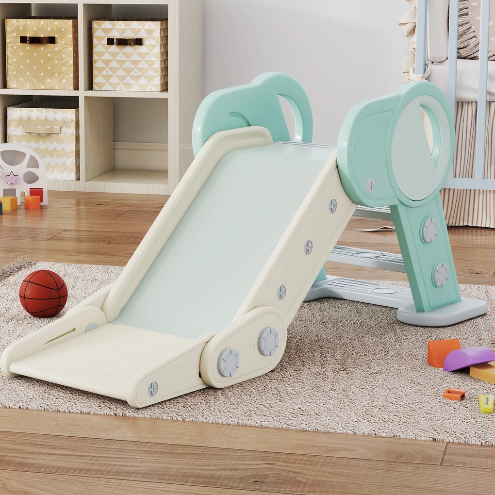AIYAPLAY Tobogan de Interior Pliabil pentru Copii, Tobogan din Plastic pentru Copii 18-36 Luni, 102x53x53 cm, Verde | Aosom Romania