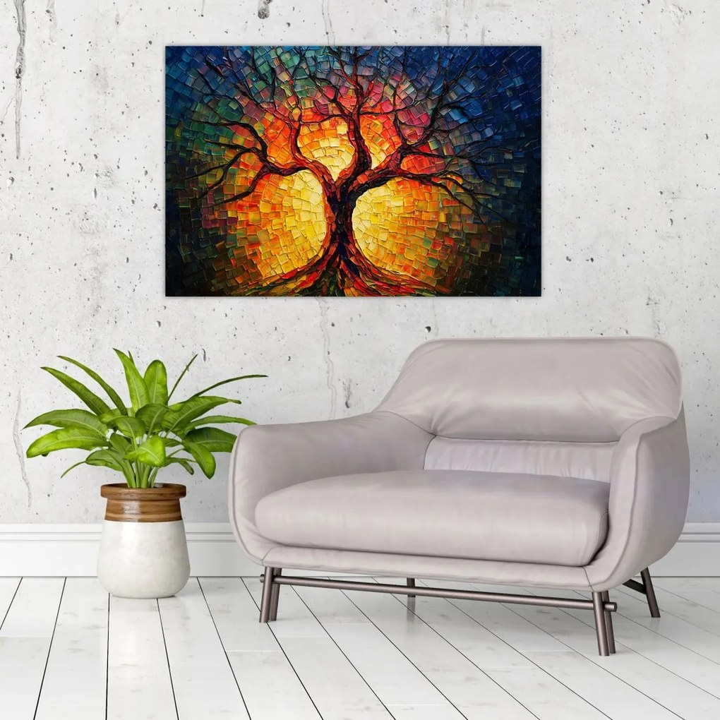 Tablou - Arborele vieții în mozaic (90x60 cm)