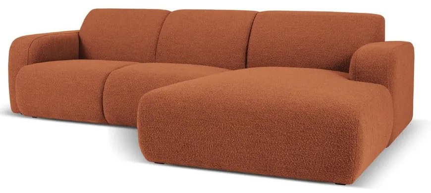 Colțar maro cu tapițerie din stofă bouclé (colț dreapta) Molino – Micadoni Home