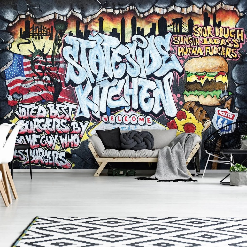 Fototapet - Cel mai bun burger - Graffiti (254x184 cm)