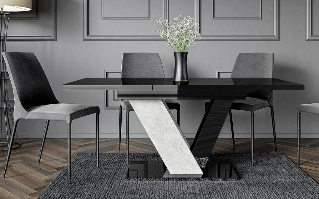 Masă lemn masiv Dining extensibilă Harmonique 120/160x80 cm Negru
