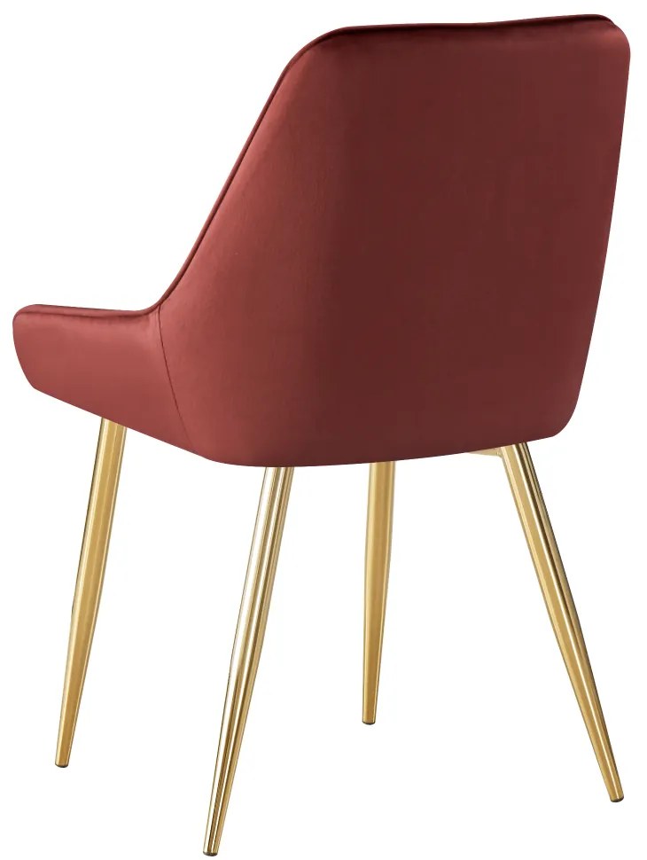 Scaun de dining sufragerie living , bordo stofa catifelata gold crom-auriu,