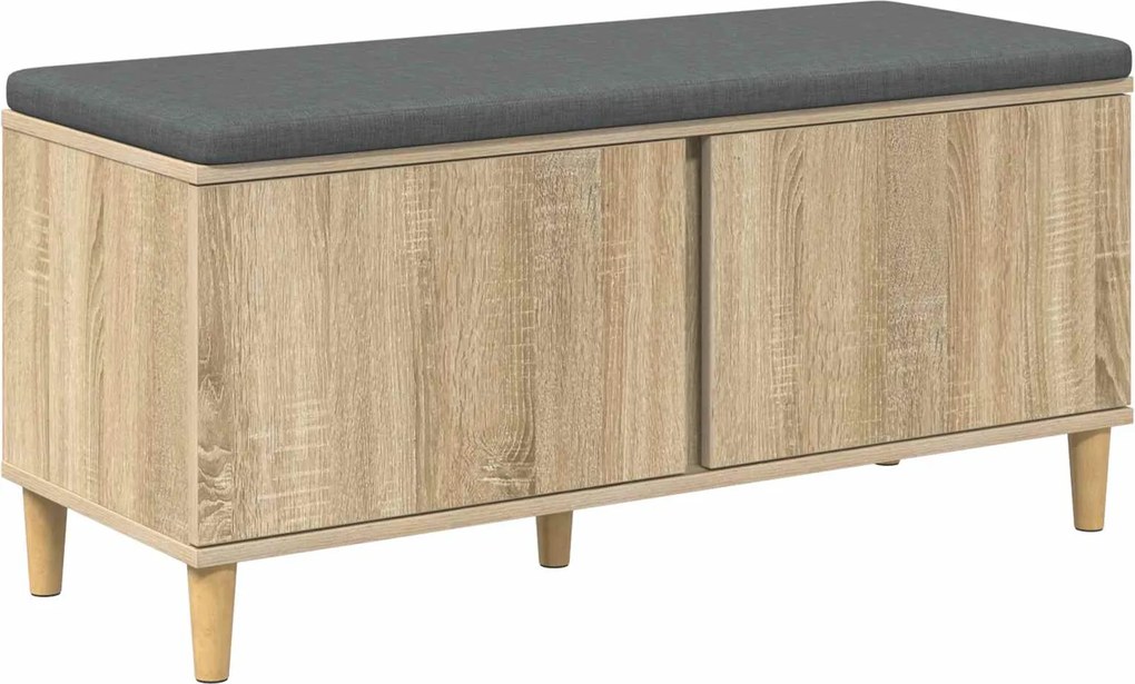 vidaXL Bancă pentru hol cu pernă cu ușă Stejar Sonoma 100 x 38 x 46 cm