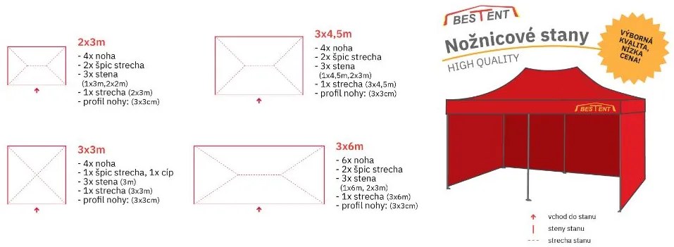 Cort pavilion 3x4,5 ALBASTRU HQ