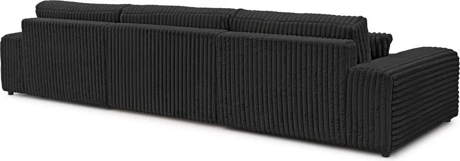 Colțar gri închis extensibil/cu spațiu de depozitare cu tapițerie din catifea reiată (în formă de "U") Sarina – Ropez