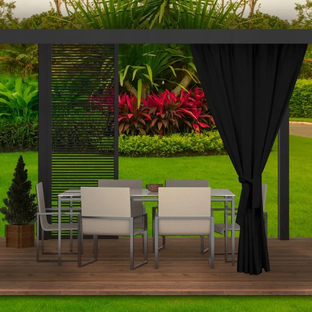 Draperii negre moderne, exterioare, pentru terasa din grădină 155 x 240 cm