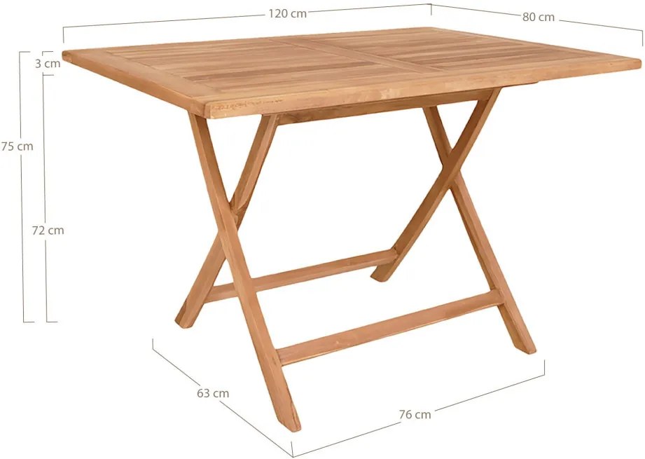 Masă de grădină Oviedo, tec, natural 120x80x75 cm