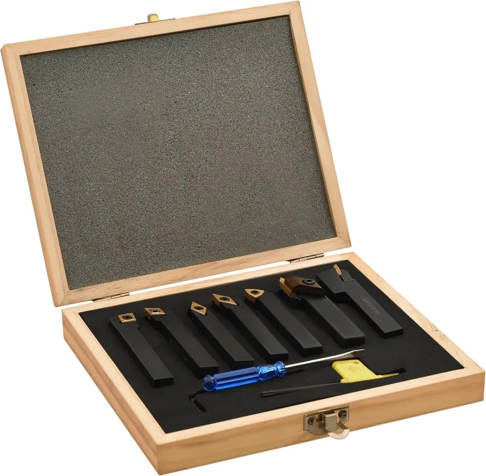 vidaXL Set unelte de strunjire indexabile, 12 piese, 12 x 12 mm, 80 mm