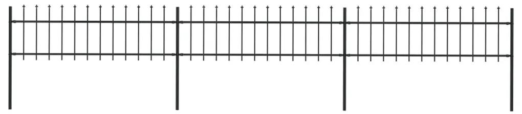 Gard de gradina cu varf sulita, negru, 5,1 x 0,6 m, otel 1, 0.6 m, 5.1 m