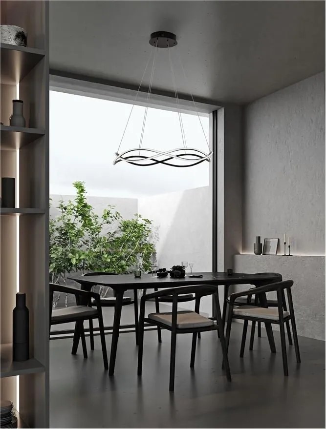 Lustra LED suspendata design modern JINAL Black 88cm