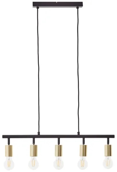 Brilliant - Candelabru suspendat pe cablu 5xE27/28W/230V negru/alamă