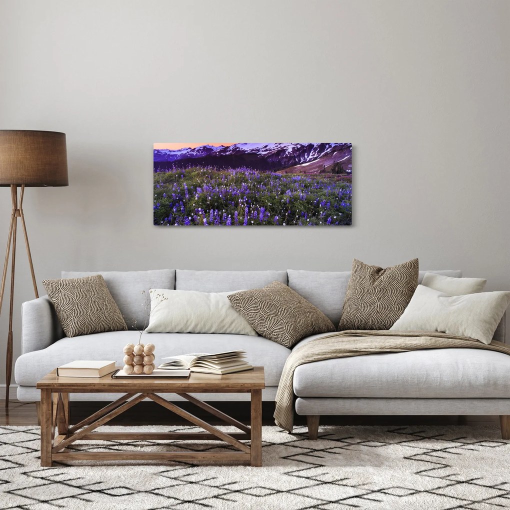 Tablou - Vulcan și flori (120x50 cm)