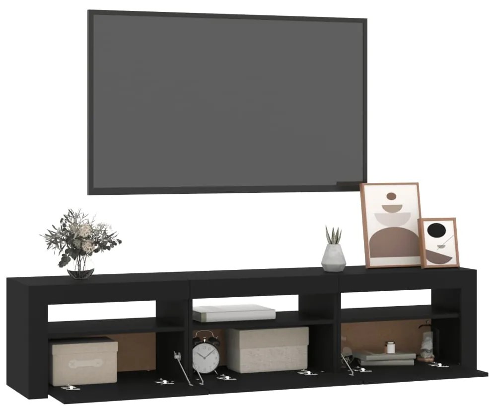 Comoda TV cu lumini LED, negru, 180x35x40 cm 1, Negru, 180 x 35 x 40 cm