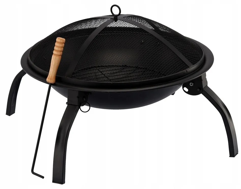 Focar de grădină cu capac negru, diametru 56 x39,5 cm