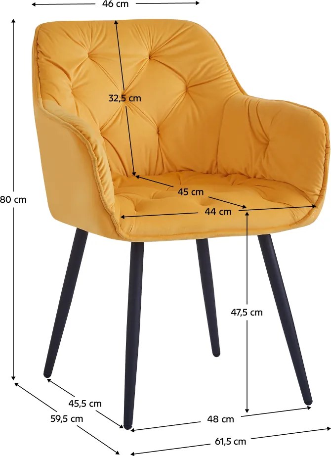 Scaun de design, ţesătură Velvet galben, FEDRIS NEW
