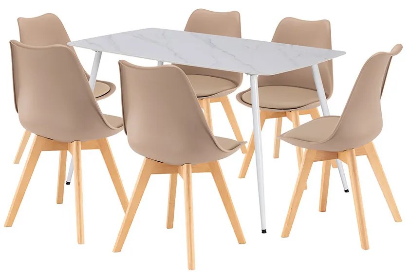 Ravena 6+1 set de sufragerie alb-bej