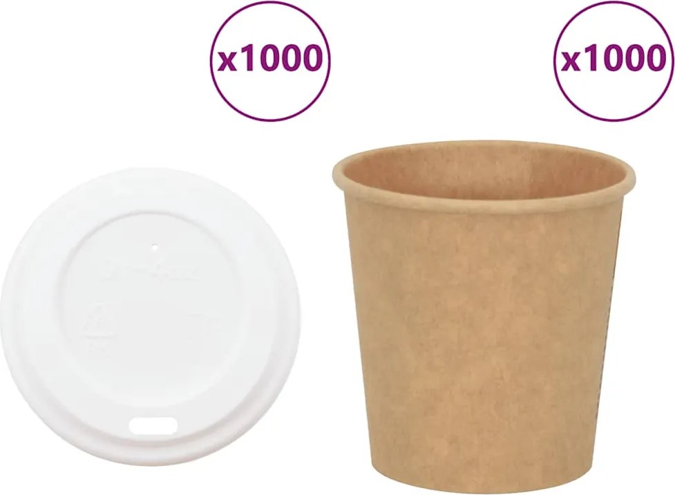 vidaXL Cești de cafea din hârtie cu capace 1000 buc 4oz 100ml