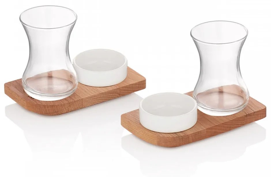 Set de Ceai, UP00682, 6 Piese, Sticla / Lemn