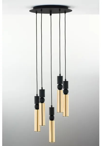 Lustră pe cablu Jupiter 2017 ALAS 5xGU10/10W/230V auriu/negru