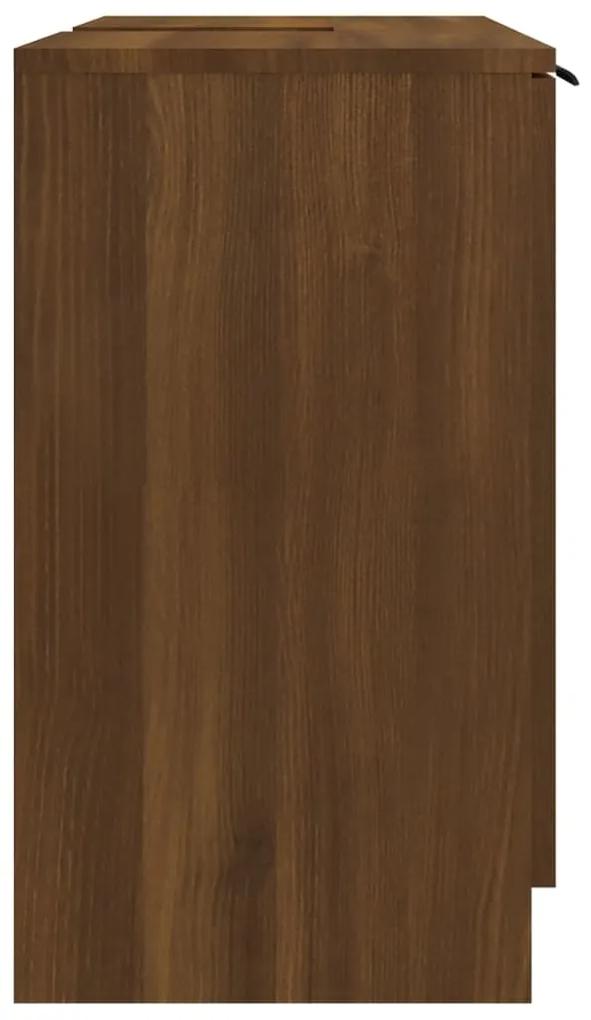 Dulap de baie, stejar maro, 64,5x33,5x59 cm, lemn prelucrat