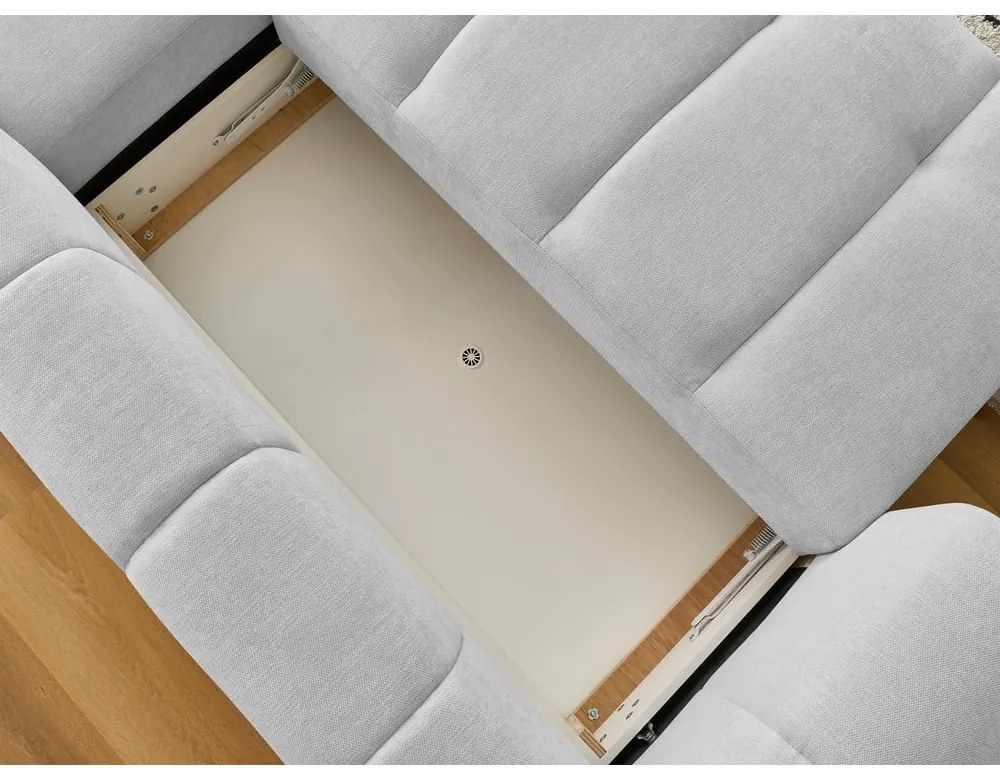 Colțar gri deschis extensibil/cu spațiu de depozitare (cu colț pe partea dreaptă/cu șezlong) Fuji – Bobochic Paris