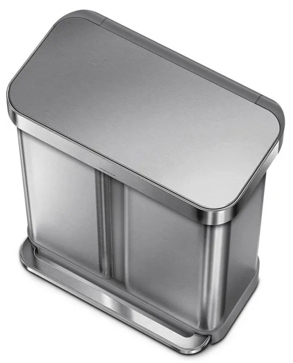 Simplehuman Coș de gunoi cu pedală pentru sortareadeșeurilor, 58 l, oțel periat, FPP