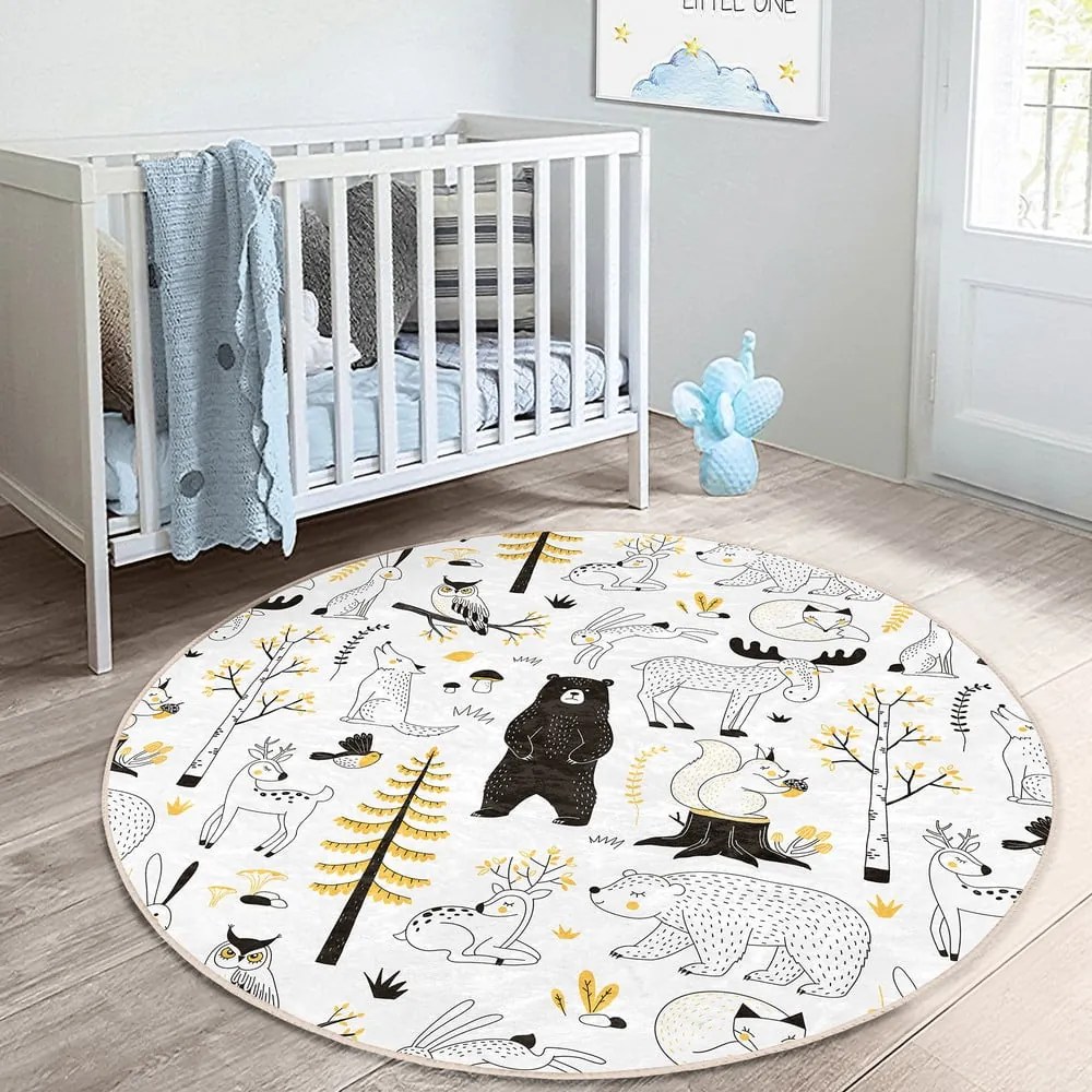 Covor pentru copii galben/alb ø 100 cm Comfort – Mila Home