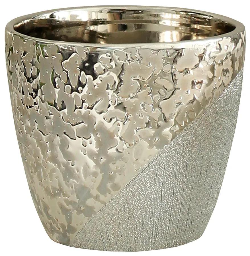 Ghiveci Grace, ceramica, bej argintiu, 14x14x12 cm