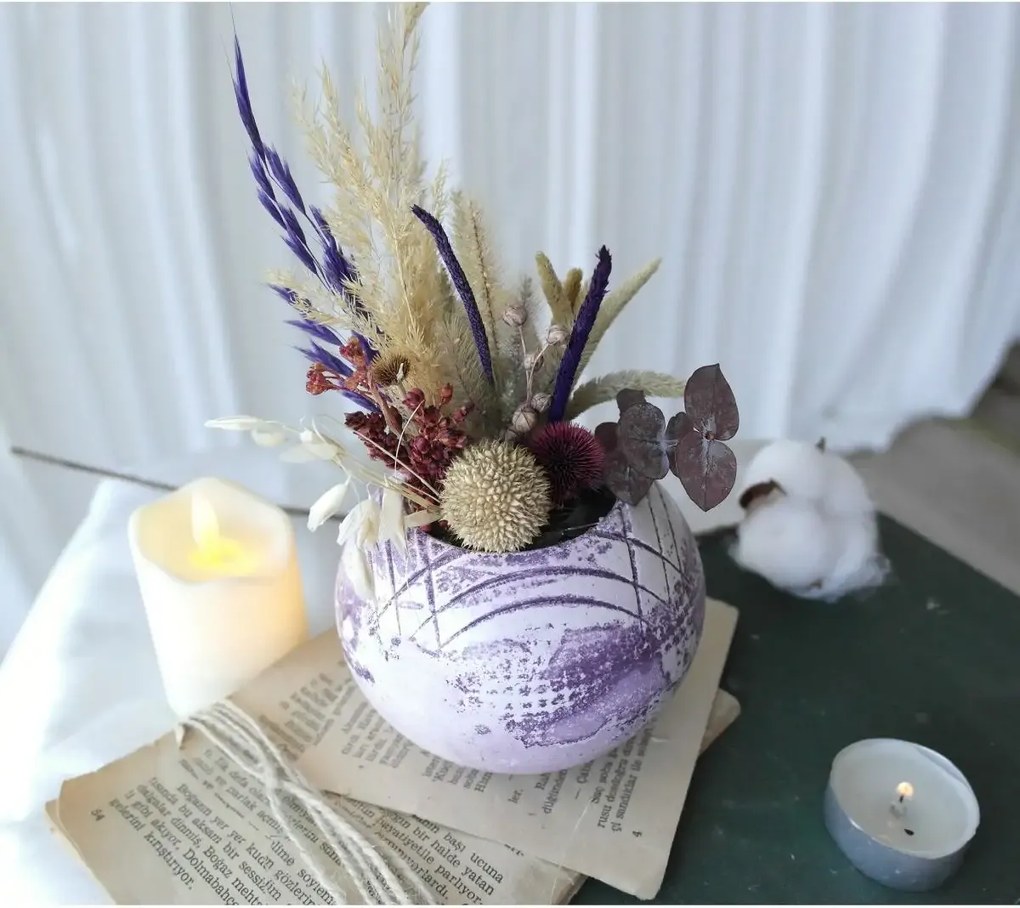 Ghiveci decorativ cu flori artificiale, homs seria A620,17x5.5x9 cm,30337