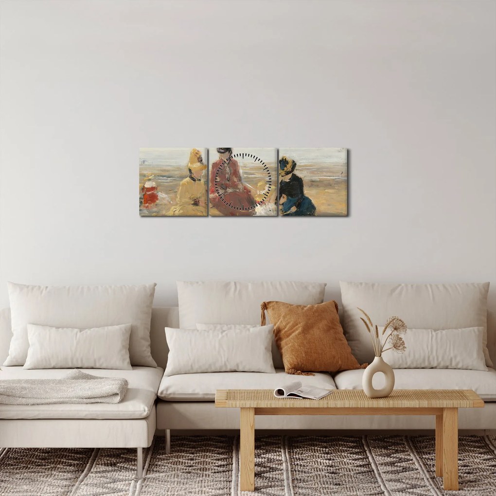 Tablou - Eugène Boudin, On the Beach, Trouville, reproducere (cu ceas) (90x30 cm)