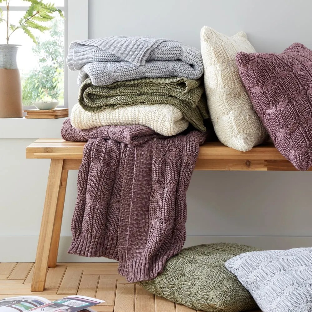 Pătură roz/violet tricotată 130x170 cm Chunky Marl Knit – Catherine Lansfield