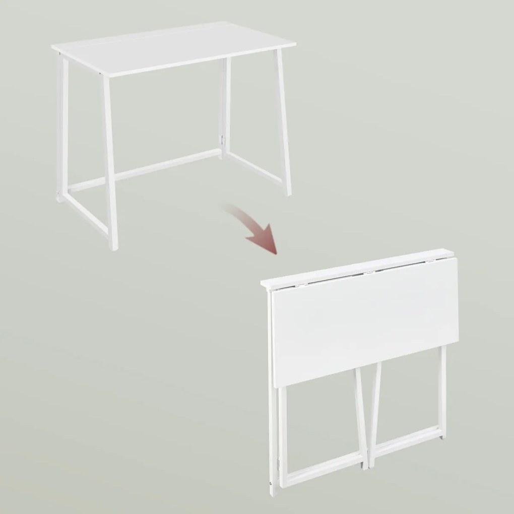 Set pentru birou – birou pliabil ZARIMO 80×40 cm alb + scaun de birou AVOLA VELVET maro deschis