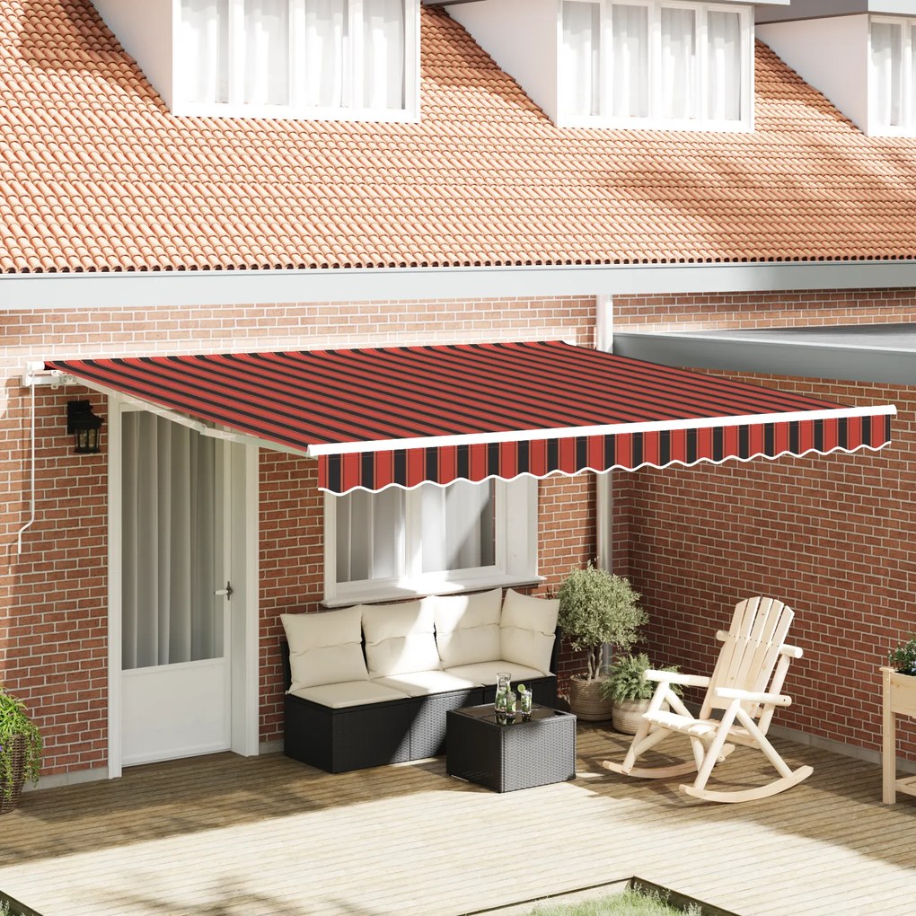 vidaXL Marchiză manuală retractabilă , portocalie și maro 400x300 cm