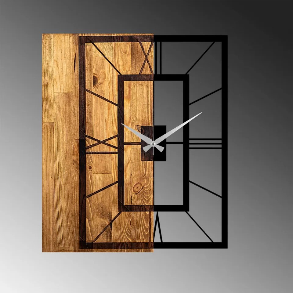 Ceas Decorativ de Perete Wooden Clock 37, Lemn / Metal