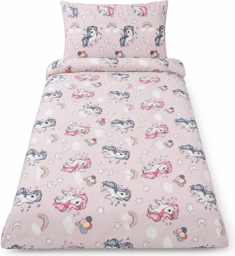 Lenjerie pat fete Unicorn 2-12 ani pentru saltele 160x80 ASC6427968000271