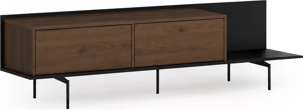 Comodă TV Zenar 200 cm cu picioare metalice - nuc elegant / negru