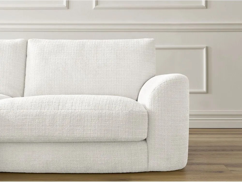 Colțar alb cu tapițerie din chenille (cu colț pe partea stângă/cu șezlong) Leonore – Bobochic Paris