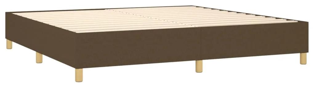 Pat box spring cu saltea, maro inchis, 200x200 cm, textil Maro inchis, 200 x 200 cm, Benzi orizontale