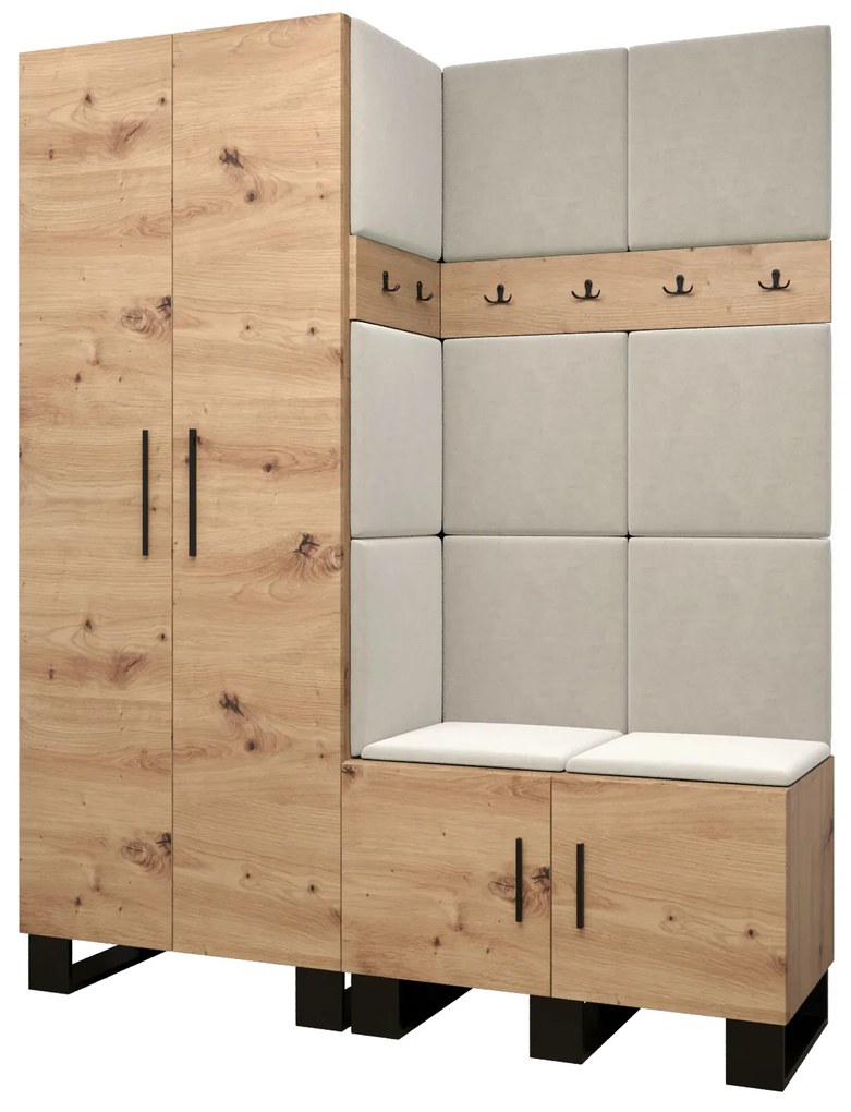 Set mobilier pentru hol Amanda 2 (Stejar artisan + bej). 1085866