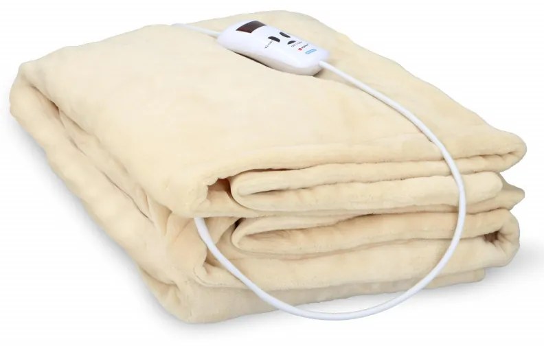 Patura electrica Alpina, 180W, 180x130 cm, Timer, 10 setari de caldura, Telecomanda, Bej