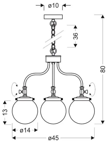 Lustră pe lanț BALLET 3xE27/40W/230V crom mat
