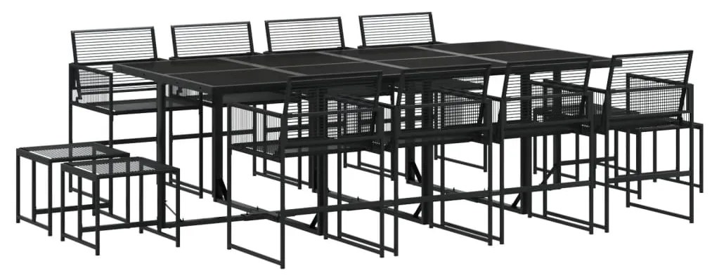 3295045 vidaXL Set mobilier de grădină, 13 piese, negru, poliratan