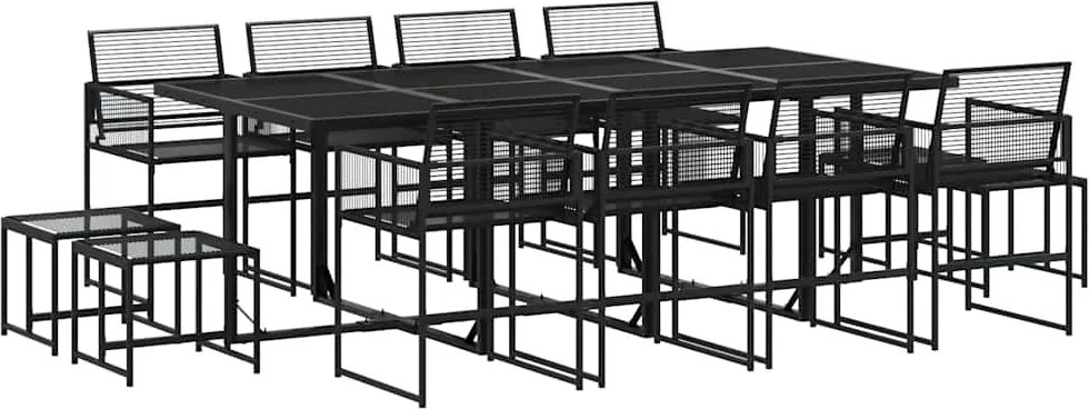 vidaXL Set mobilier de grădină, 13 piese, negru, poliratan