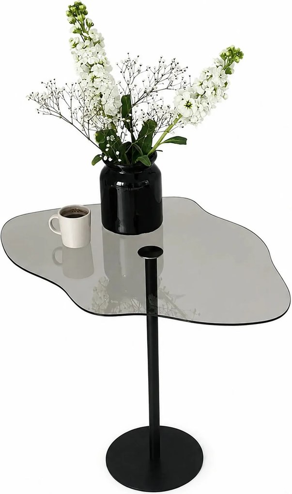 Masuta Dior, negru, metal/sticla, 60x45x50 cm