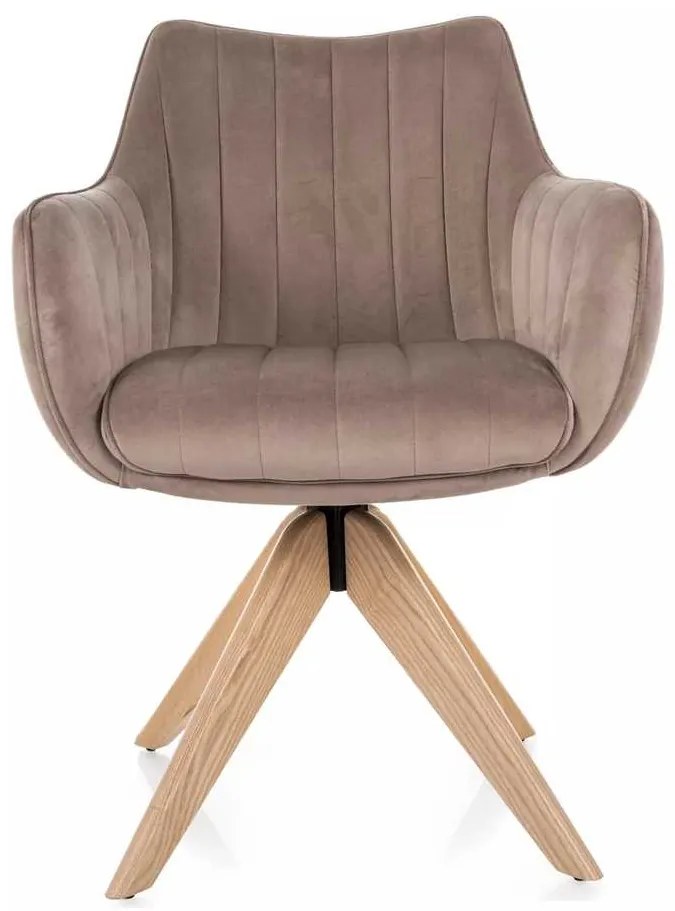 Scaun de bucătărie Azalia D Velvet, bej / stejar