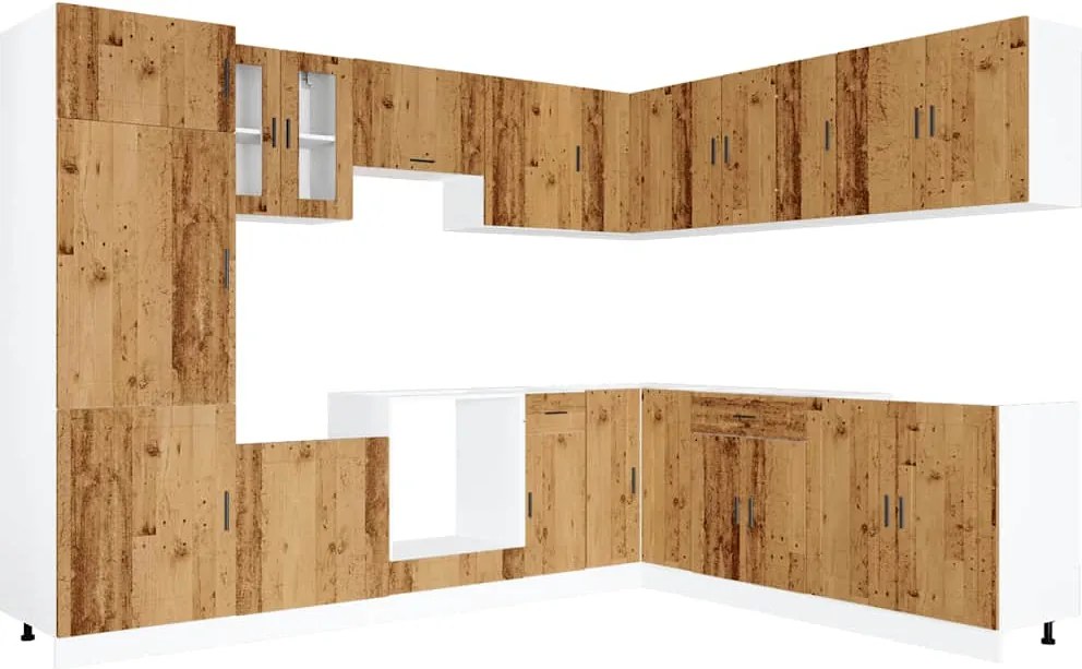 vidaXL Set de dulapuri de bucătărie 14 piese „Porto” Lemn vechi lemn