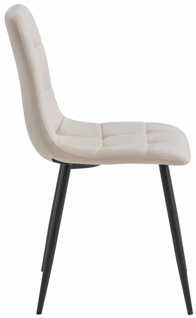 Scaun catifea bej KARA cu picioare negre