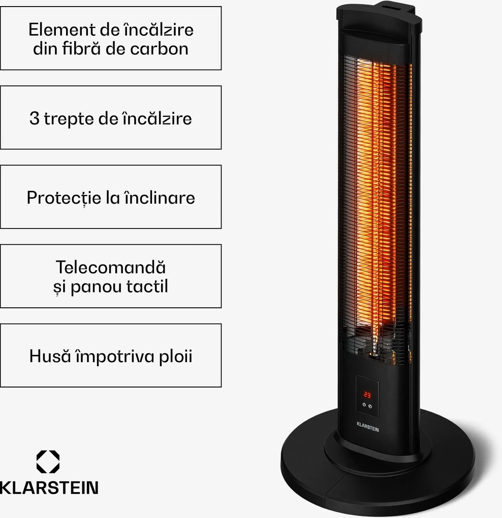 Klarstein Încălzitor cu infraroșu BlazeTower | 2000 W | 15 m² | Puternic | 101 cm x 40 cm