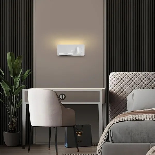 Immax 08286L-LED Aplica LED cu poli, USB și încărcare wireless, 3W/230V + LED 3W