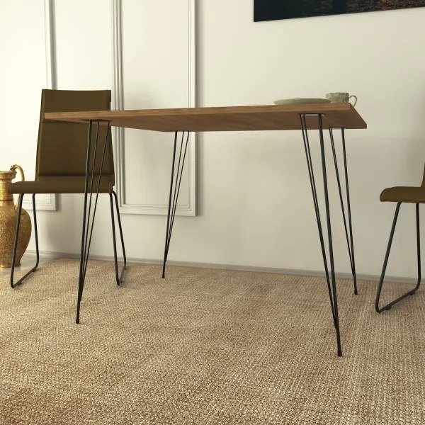 Masă de sufragerie SANDALF 75x90 cm maro/neagră